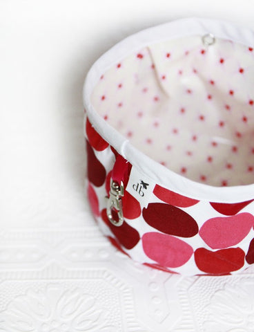Squishy Travel Pet Bowl in Cherry Dots
